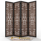 Handcrafted 4 Panel Wooden Room Partition & Room Divider (Dark Brown) - Wooden Twist UAE